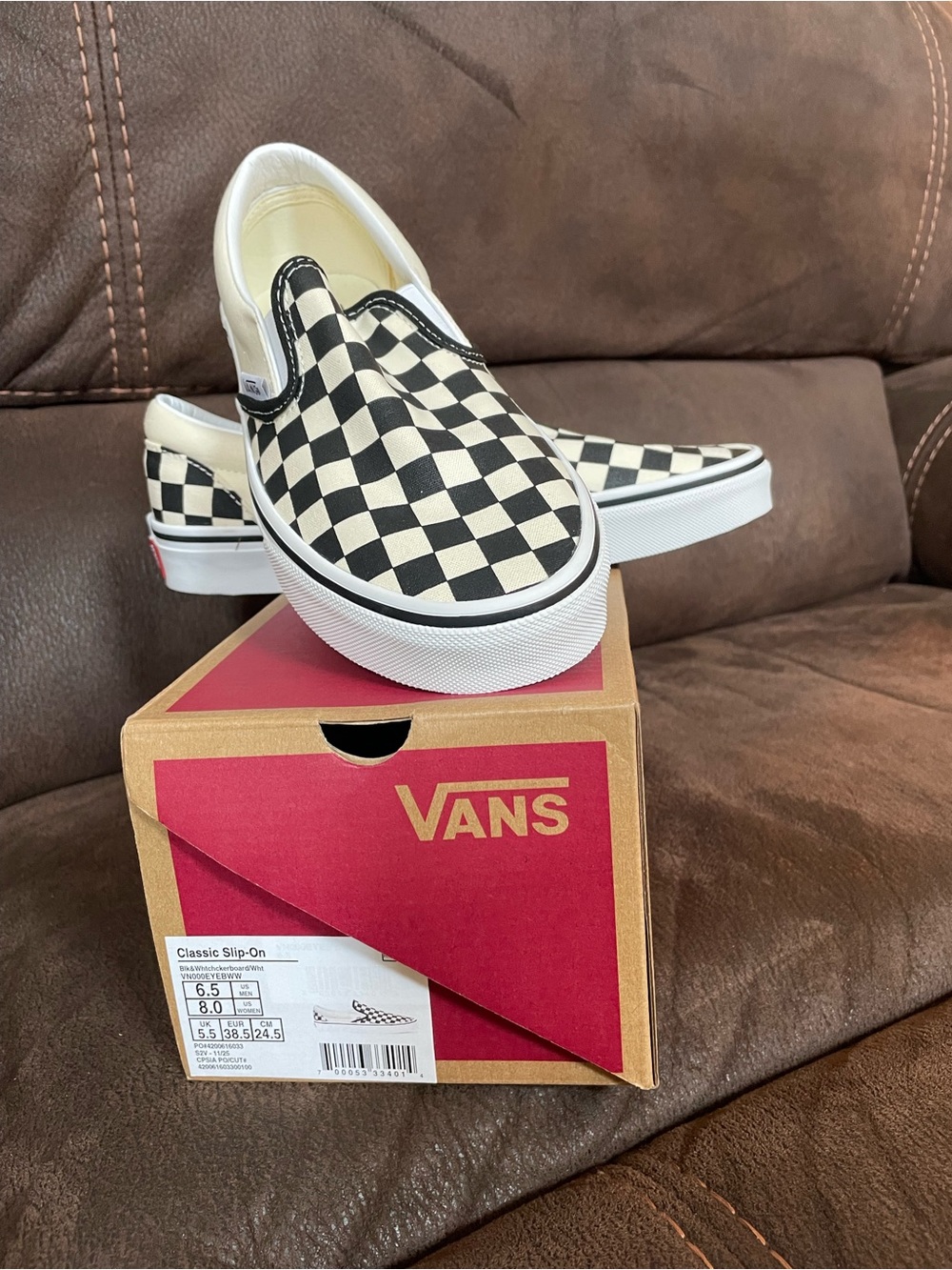 Vans Checkerboard Classic Slip-On in Black and White